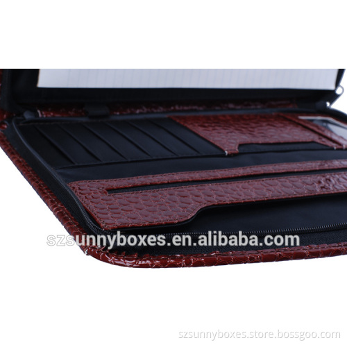 Luxury Leather Multi Layers/Pockets Zipper Business Portfolio Folder